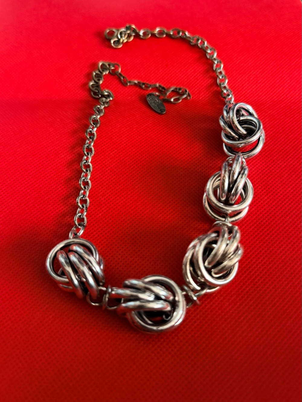 Plunder Silver Interlocked Knot Necklace